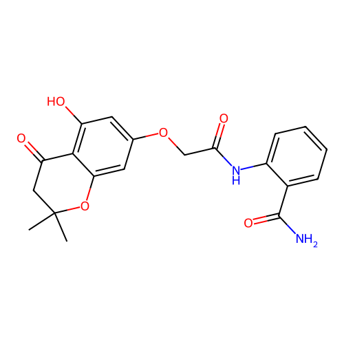 2-(2-((5-Hydroxy-2,2-dimethyl-4-oxochroman-7-yl)oxy)acetamido)benzamide structure
