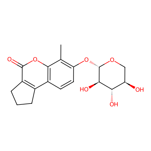 6-methyl-4-oxo-1,2,3,4-tetrahydrocyclopenta[c]chromen-7-yl beta-D-xylopyranoside structure
