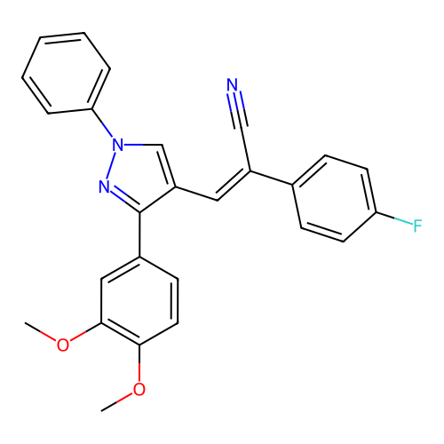 3-[3-(3,4-dimethoxyphenyl)-1-phenyl-pyrazol-4-yl]-2-(4-fluorophenyl)prop-2-enenitrile structure