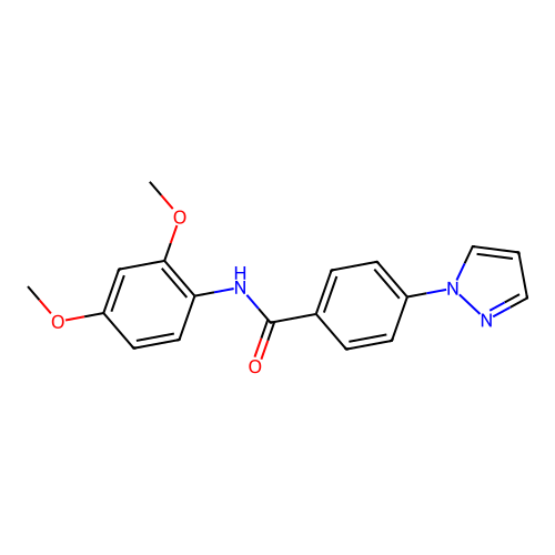 N-(2,4-dimethoxyphenyl)-4-(1H-pyrazol-1-yl)benzamide structure