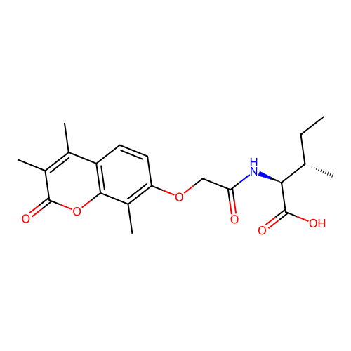 (2S,3S)-3-methyl-2-(2-((3,4,8-trimethyl-2-oxo-2H-chromen-7-yl)oxy)acetamido)pentanoic acid structure