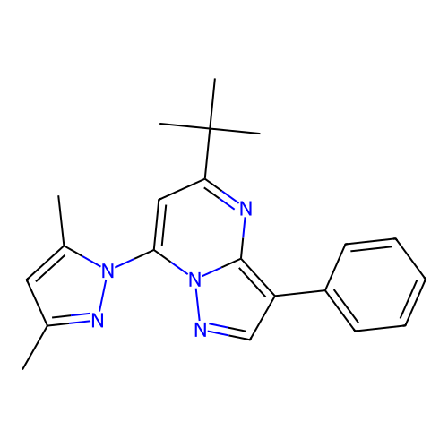 5-(tert-butyl)-7-(3,5-dimethyl-1H-pyrazol-1-yl)-3-phenylpyrazolo[1,5-a]pyrimidine structure