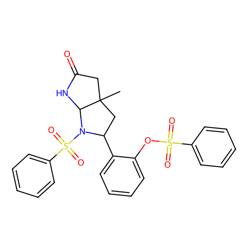[2-[(3aR)-1-(benzenesulfonyl)-3a-methyl-5-oxo-3,4,6,6a-tetrahydro-2H-pyrrolo[2,3-b]pyrrol-2-yl]phenyl] benzenesulfonate structure