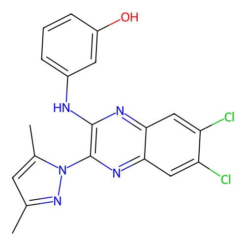 3-[[6,7-Dichloro-3-(3,5-dimethylpyrazol-1-yl)quinoxalin-2-yl]amino]phenol structure