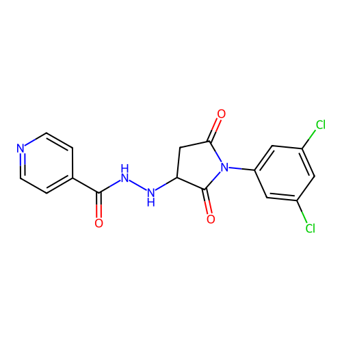 N'-[1-(3,5-dichlorophenyl)-2,5-dioxopyrrolidin-3-yl]pyridine-4-carbohydrazide structure