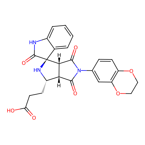 3-((1'R,3'S,3a'S,6a'R)-5'-(2,3-dihydrobenzo[b][1,4]dioxin-6-yl)-2,4',6'-trioxo-3',3a',4',5',6',6a'-hexahydro-2'H-spiro[indoline-3,1'-pyrrolo[3,4-c]pyrrol]-3'-yl)propanoic acid structure