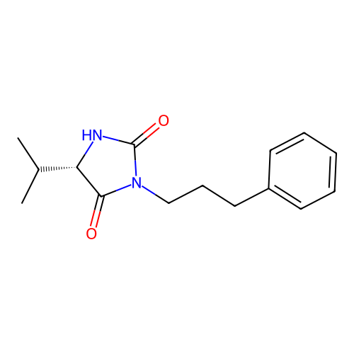 (S)-5-isopropyl-3-(3-phenylpropyl)imidazolidine-2,4-dione structure