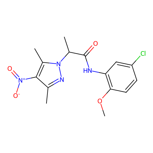 N-(5-chloro-2-methoxyphenyl)-2-(3,5-dimethyl-4-nitro-1H-pyrazol-1-yl)propanamide structure