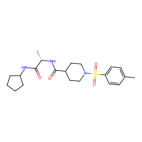 (S)-N-(1-(cyclopentylamino)-1-oxopropan-2-yl)-1-tosylpiperidine-4-carboxamide structure