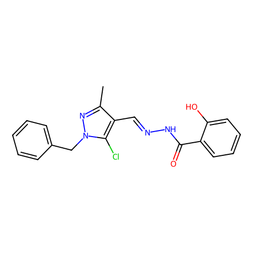 2-Hydroxybenzoic acid (2E)-2-[[5-chloro-3-methyl-1-(phenylmethyl)-1H-pyrazol-4-yl]methylene]hydrazide structure