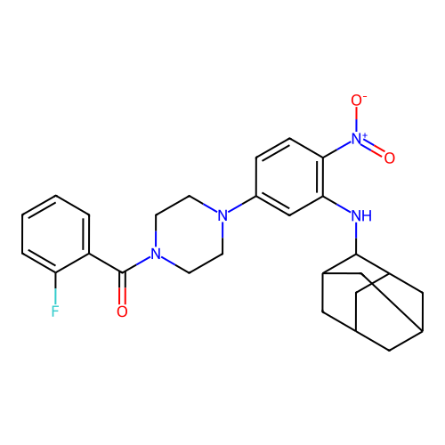 [4-[3-(2-Adamantylamino)-4-nitrophenyl]piperazin-1-yl]-(2-fluorophenyl)methanone structure