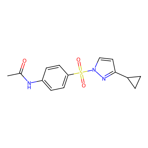 N-{4-[(3-cyclopropyl-1H-pyrazol-1-yl)sulfonyl]phenyl}acetamide structure