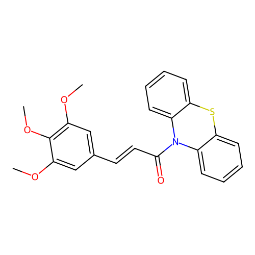 (2E)-1-(10H-phenothiazin-10-yl)-3-(3,4,5-trimethoxyphenyl)prop-2-en-1-one structure