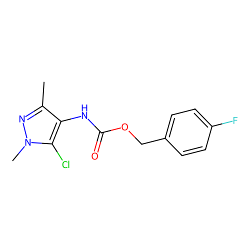4-fluorobenzyl N-(5-chloro-1,3-dimethyl-1H-pyrazol-4-yl)carbamate structure