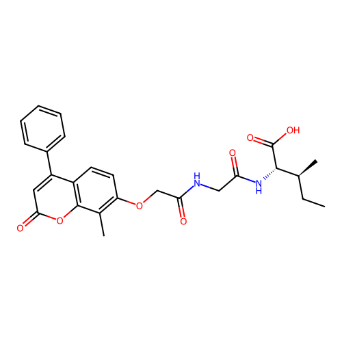 (2S,3S)-3-methyl-2-(2-(2-((8-methyl-2-oxo-4-phenyl-2H-chromen-7-yl)oxy)acetamido)acetamido)pentanoic acid structure