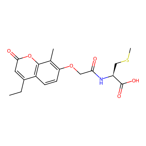(R)-2-(2-((4-ethyl-8-methyl-2-oxo-2H-chromen-7-yl)oxy)acetamido)-3-(methylthio)propanoic acid structure