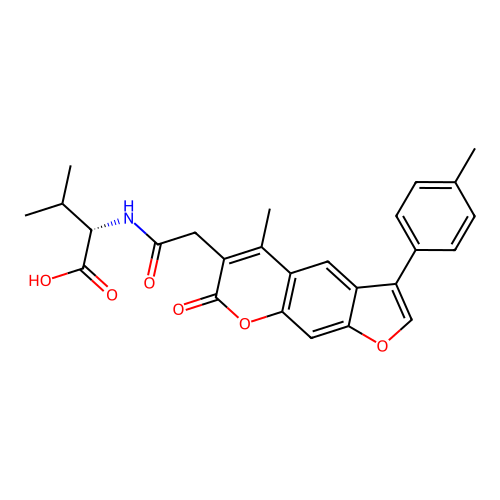 N-{[5-methyl-3-(4-methylphenyl)-7-oxo-7H-furo[3,2-g]chromen-6-yl]acetyl}valine structure