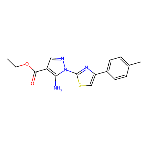 Ethyl 5-amino-1-[4-(4-methylphenyl)-1,3-thiazol-2-yl]pyrazole-4-carboxylate structure