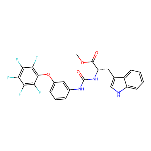 methyl N-{[3-(pentafluorophenoxy)phenyl]carbamoyl}-L-tryptophanate structure