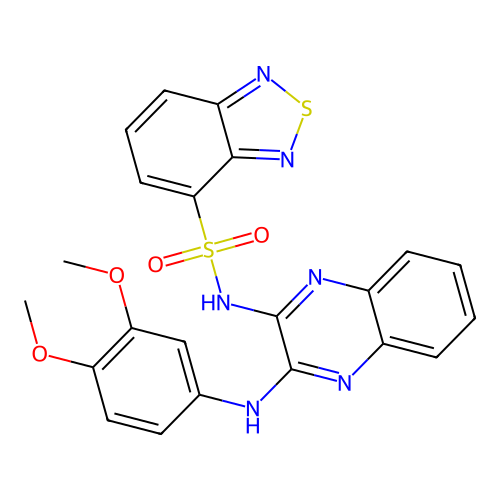 N-(3-((3,4-dimethoxyphenyl)amino)quinoxalin-2-yl)benzo[c][1,2,5]thiadiazole-4-sulfonamide structure