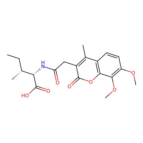N-[(7,8-dimethoxy-4-methyl-2-oxo-2H-chromen-3-yl)acetyl]-L-isoleucine structure