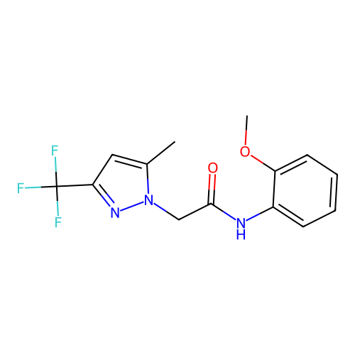 N-(2-methoxyphenyl)-2-[5-methyl-3-(trifluoromethyl)-1H-pyrazol-1-yl]acetamide structure