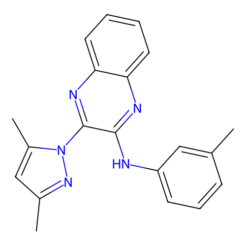 3-(3,5-dimethyl-1H-pyrazol-1-yl)-N-(3-methylphenyl)quinoxalin-2-amine structure