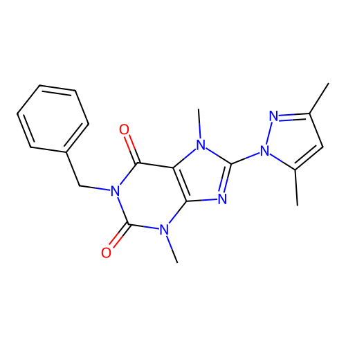 1-Benzyl-8-(3,5-dimethylpyrazol-1-yl)-3,7-dimethylpurine-2,6-dione structure