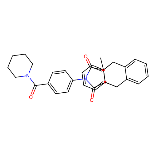 11-methyl-13-(4-(piperidine-1-carbonyl)phenyl)-11,15-dihydro-9H-9,10-[3,4]epipyrroloanthracene-12,14(10H,13H)-dione structure