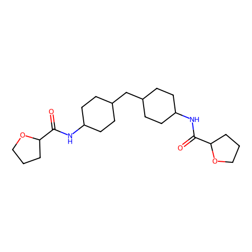 N,N'-(methanediyldicyclohexane-4,1-diyl)ditetrahydrofuran-2-carboxamide structure