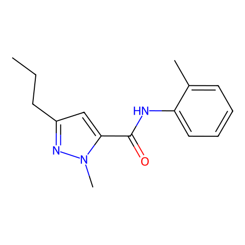 2-methyl-N-(2-methylphenyl)-5-propylpyrazole-3-carboxamide structure