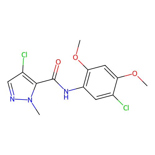 4-chloro-N-(5-chloro-2,4-dimethoxyphenyl)-1-methyl-1H-pyrazole-5-carboxamide structure