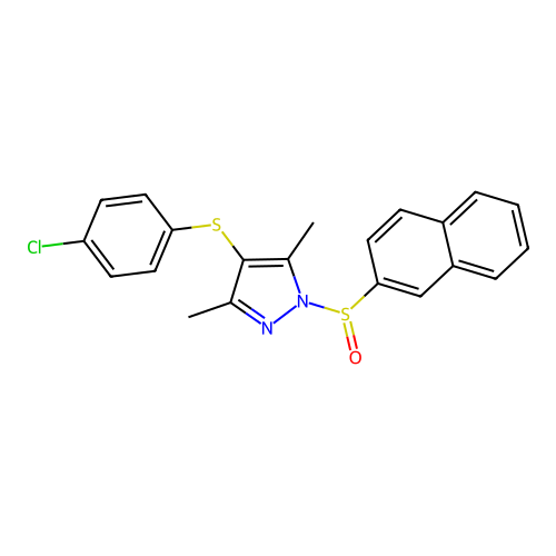 4-(4-Chlorophenyl)sulfanyl-3,5-dimethyl-1-naphthalen-2-ylsulfinylpyrazole structure
