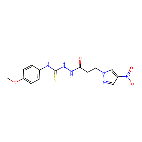 1-(4-Methoxyphenyl)-3-[3-(4-nitropyrazol-1-yl)propanoylamino]thiourea structure