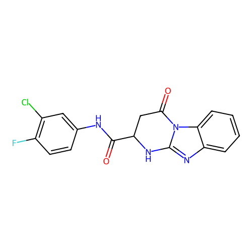 N-(3-chloro-4-fluorophenyl)-4-oxo-1,2,3,4-tetrahydropyrimido[1,2-a]benzimidazole-2-carboxamide structure
