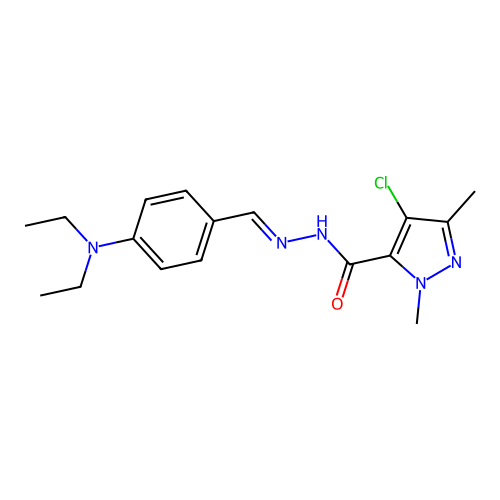 4-chloro-N'-[4-(diethylamino)benzylidene]-1,3-dimethyl-1H-pyrazole-5-carbohydrazide structure