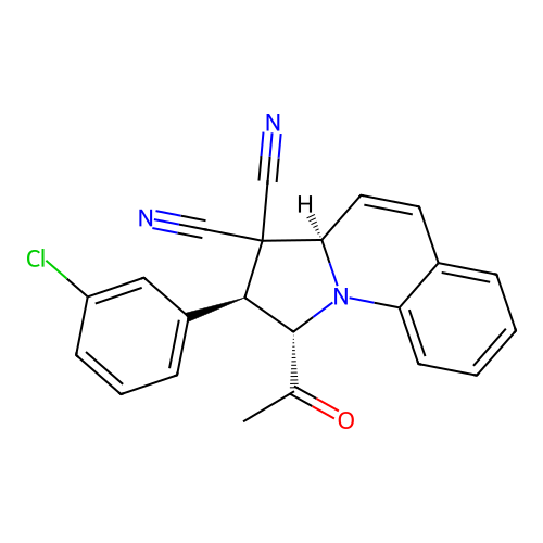 (1S,2S,3aR)-1-acetyl-2-(3-chlorophenyl)-2,3a-dihydro-1H-pyrrolo[1,2-a]quinoline-3,3-dicarbonitrile structure