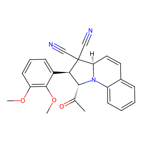 1-acetyl-2-(2,3-dimethoxyphenyl)-1,2-dihydropyrrolo[1,2-a]quinoline-3,3(3aH)-dicarbonitrile structure