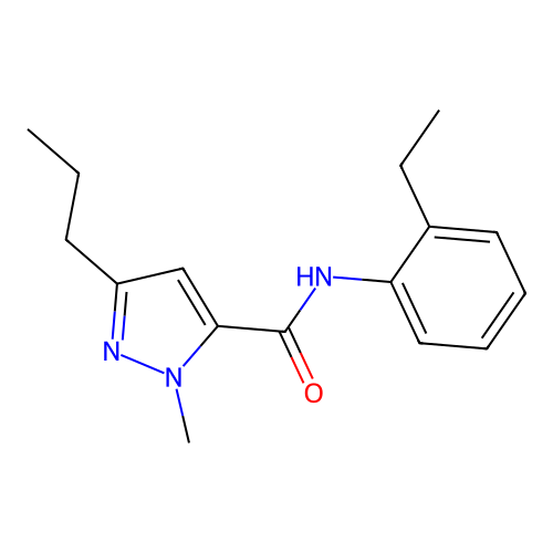 N-(2-ethylphenyl)-2-methyl-5-propylpyrazole-3-carboxamide structure