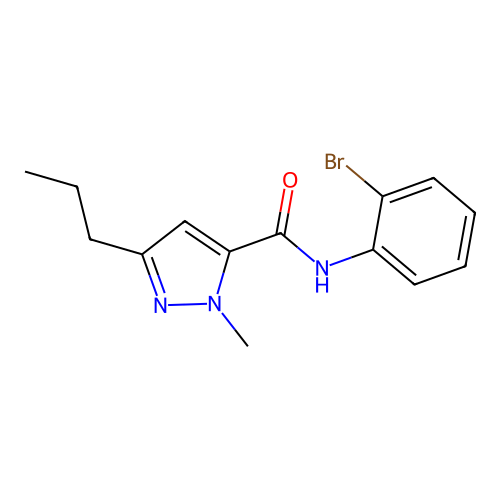 N-(2-bromophenyl)-2-methyl-5-propylpyrazole-3-carboxamide structure