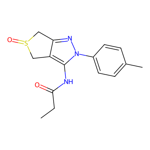 N-(5-oxido-2-(p-tolyl)-4,6-dihydro-2H-thieno[3,4-c]pyrazol-3-yl)propionamide structure