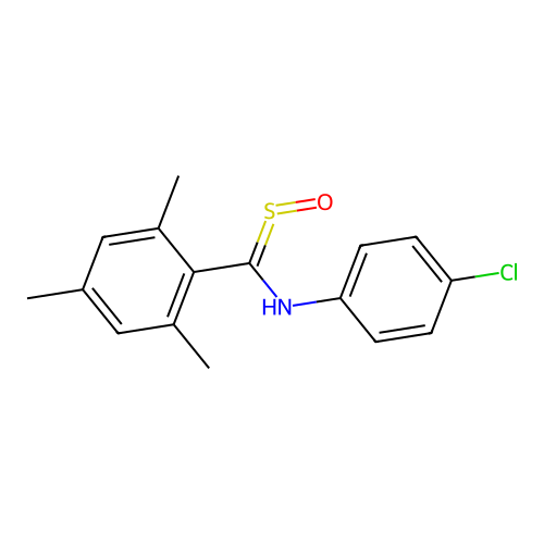 4-chloro-N-[sulfinyl-(2,4,6-trimethylphenyl)methyl]aniline structure