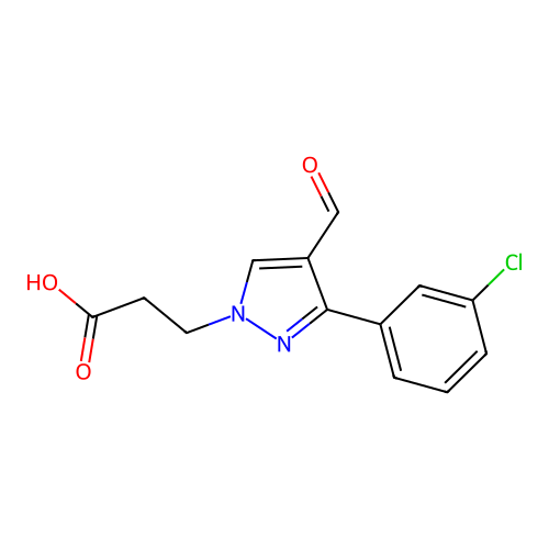 3-[3-(3-Chlorophenyl)-4-formylpyrazol-1-yl]propanoic acid structure