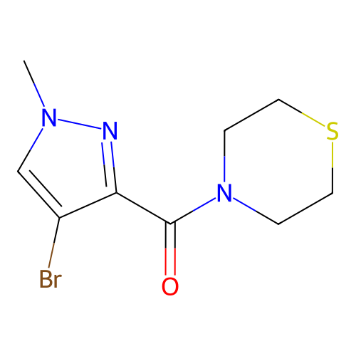 4-[(4-bromo-1-methyl-1H-pyrazol-3-yl)carbonyl]thiomorpholine structure
