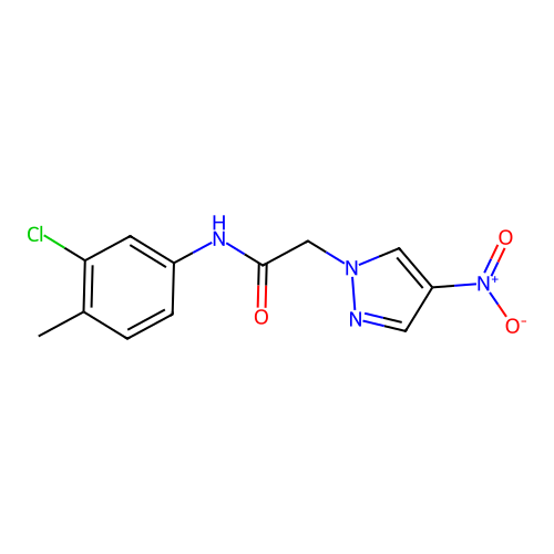 N-(3-chloro-4-methylphenyl)-2-(4-nitropyrazol-1-yl)acetamide structure