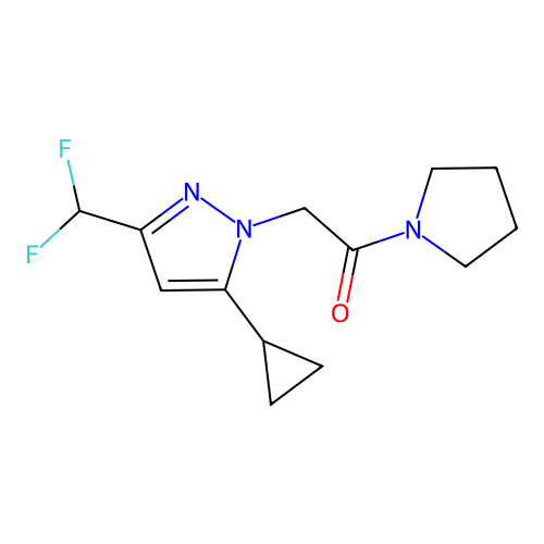 2-(5-Cyclopropyl-3-(difluoromethyl)-1H-pyrazol-1-yl)-1-(1-pyrrolidinyl)ethanone structure