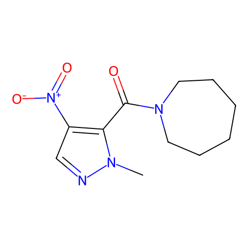(Hexahydro-1H-azepin-1-yl)(1-methyl-4-nitro-1H-pyrazol-5-yl)methanone structure