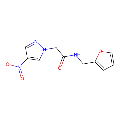 N-(furan-2-ylmethyl)-2-(4-nitropyrazol-1-yl)acetamide structure