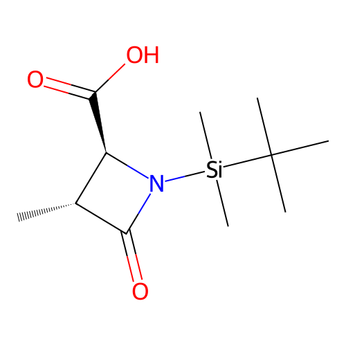 (2S,3R)-1-(tert-butyldimethylsilyl)-3-methyl-4-oxoazetidine-2-carboxylic acid structure