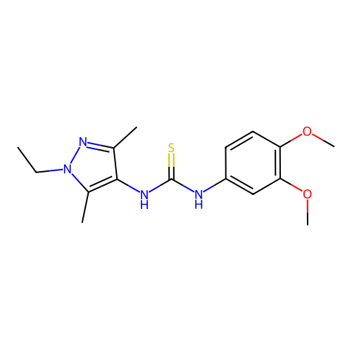 1-(3,4-Dimethoxyphenyl)-3-(1-ethyl-3,5-dimethylpyrazol-4-yl)thiourea structure